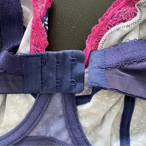 NEW Elomi Megan Bra EL8860 Wide Band Underwire Navy Blue Pink Floral Size 40E - Picture 7 of 10